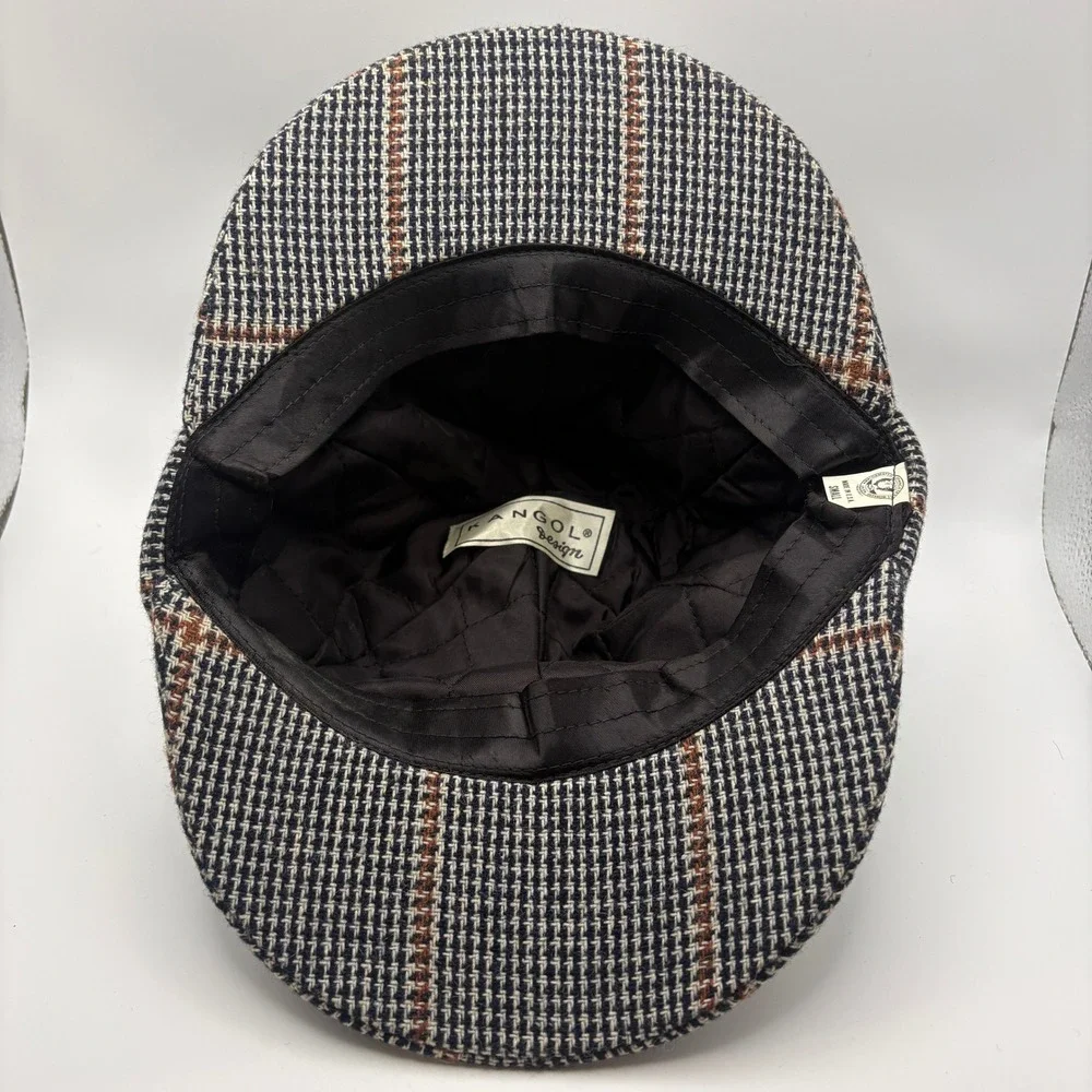 Vtg Kangol Deerstalker Hat Sherlock Holmes Plaid Tweed Wool Made in USA Small